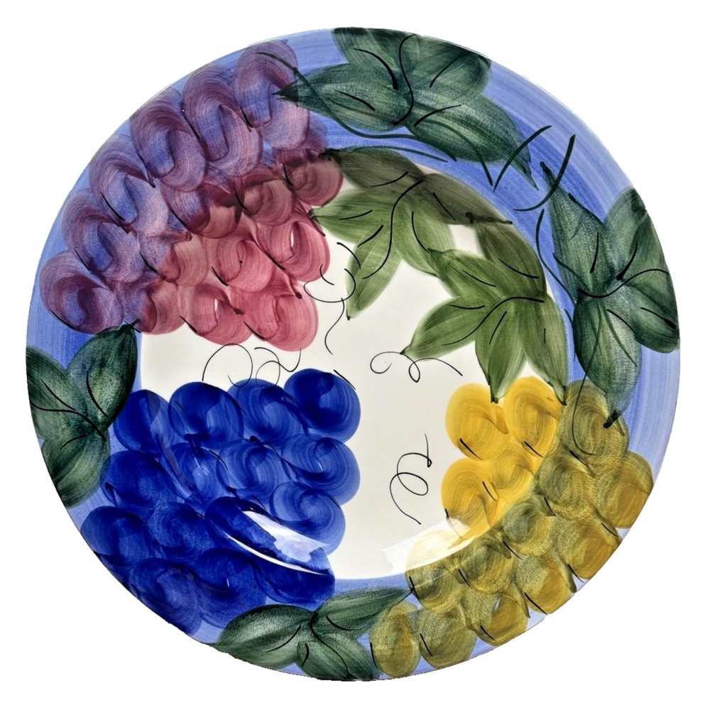 Global Amici Hand‎ Painted Ceramic Serving Platter 18" Italy Grapes